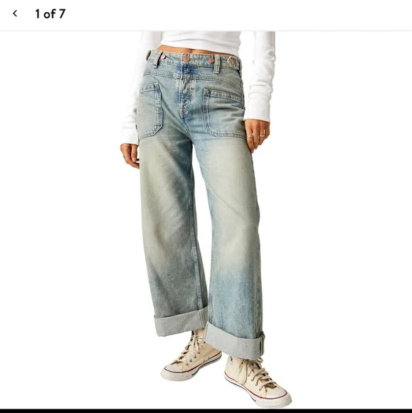 NWOT Free People Palmer Cuff Jeans 26 Tunnel Vision - Picture 1 of 5